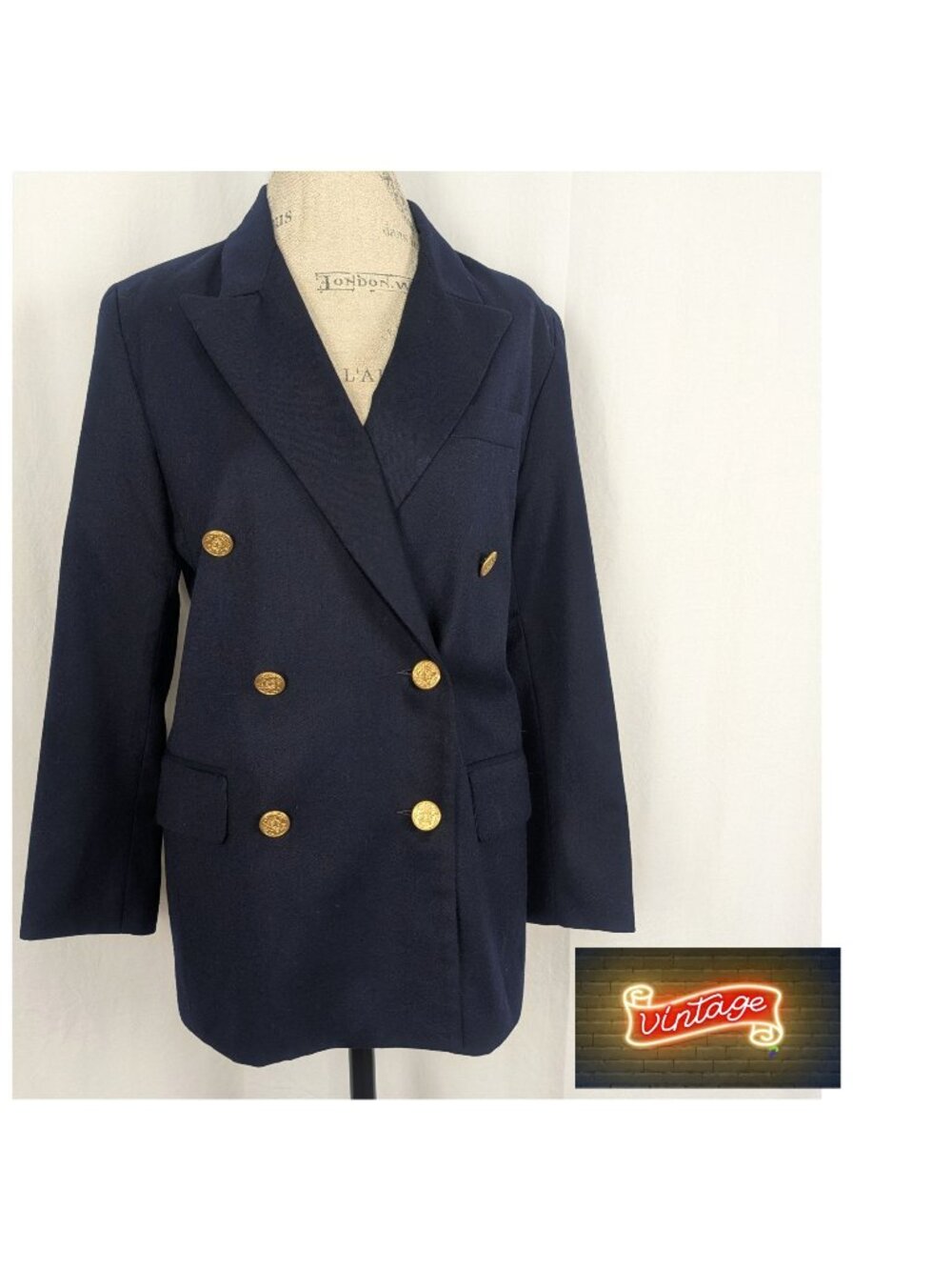 Vintage 90s Rafaella Blue Blazer Small Double Breasted